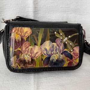 Floral Art Black Crossbody Bag